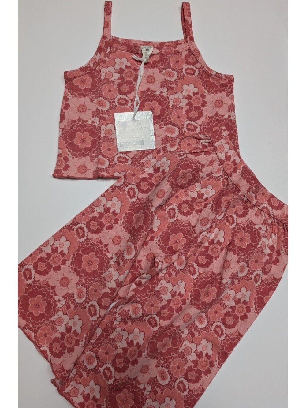 Kate Quinn Organic Cotton Pink Mid-Century Floral Tank Top Jade Set 3T Modburst